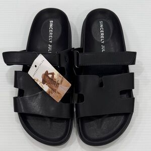 Sincerly Jules Women’s Black Adjustable Slide Sandals